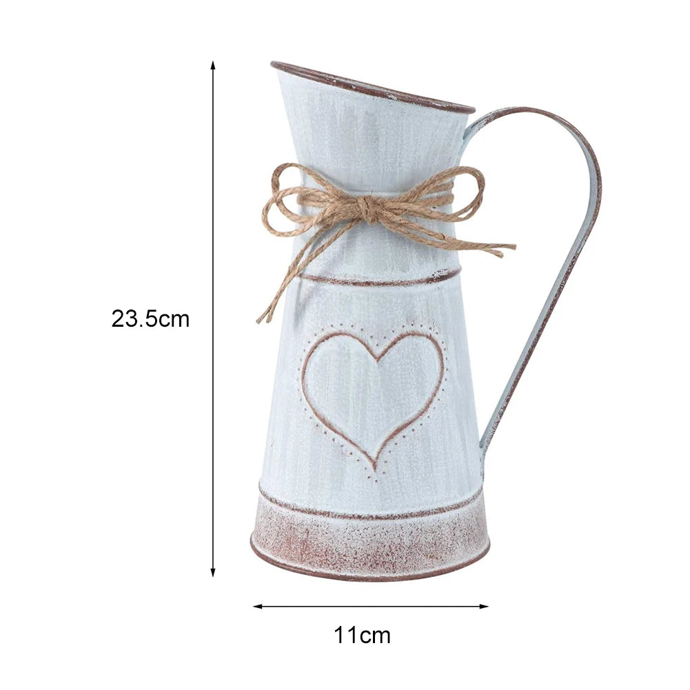 Vintage Tin Bucket Home Wedding Artificial Flowers Bucket Retro Metal Jug for Home Office Party Decoration Vintage Jug Can Craft