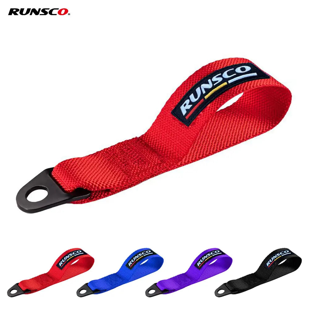 Runsco Performance Correa de remolque Gancho de acero Resistencia Cuerdas de gancho de remolque de nailon Correa de remolque de automóvil