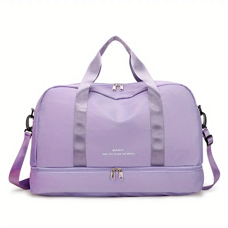 Bolsos de viaje de moda para mujer, bolso deportivo de gran capacidad para hombre, bolso de fin de semana impermeable, bolso de mensajero para mujer, seco y húmedo.