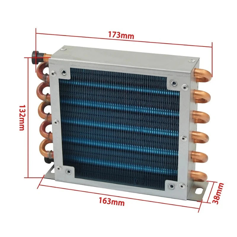 1PCS Condenser Radiator Refrigerator Freezer Air-cooled Water-cooled Aluminum 7mm Fin and Copper Tube Heat Exchanger Small Shell