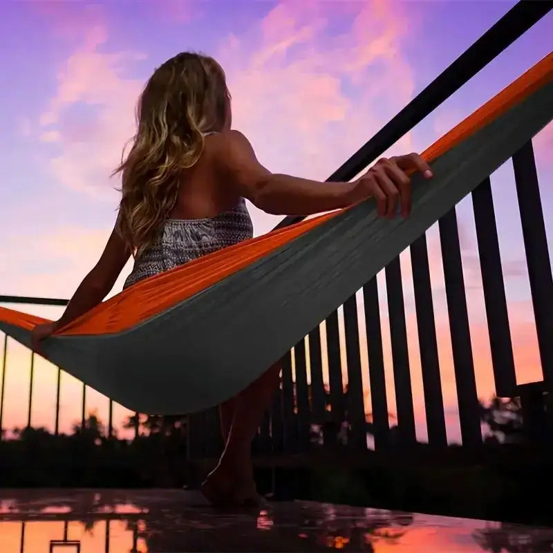 Outdoor Camping Hammock Portable Hammock Beach Backyard Courtyard Hiking Anti Rollover Double Hammock Outdoor Camping Equipment