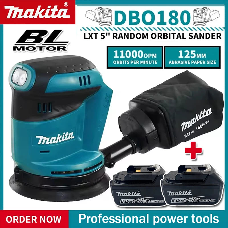 Makita DBO180Z 18V Brushless Cordless Rechargeable Disc Random Orbital Sander Woodworking Sanding Putty Polishing Bare Tool