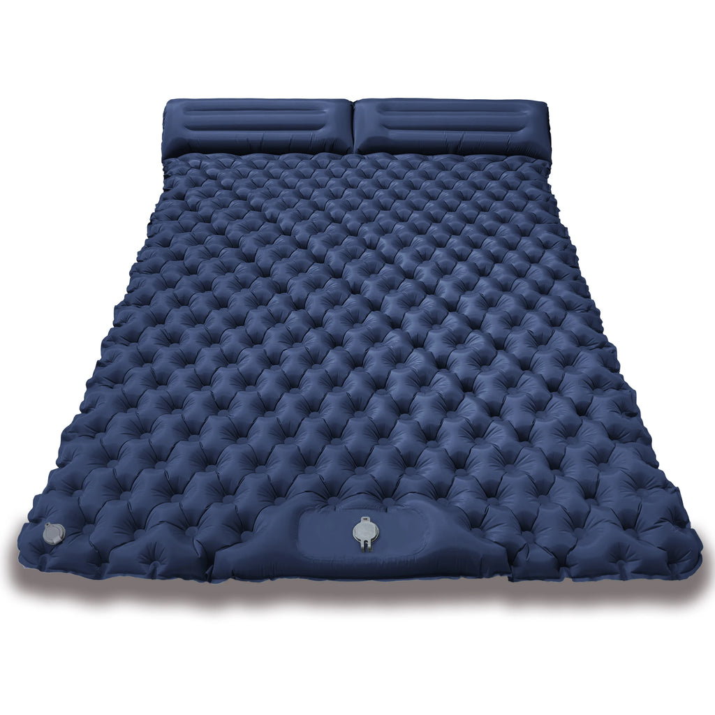 Quick Inflation Dot Pattern Double Mat, Foot-Operated Connectable for Multi-Person, Lightweight Easy Storage Outdoor Pad