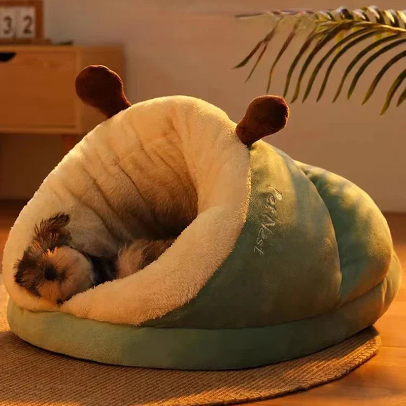 Cama para perros pequeños cálida de invierno, caseta transpirable para perros, lindas pantuflas con forma de cama para perros y gatos, saco de dormir plegable y lavable para mascotas