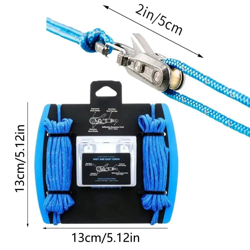 Lock Buckle Rope with Roller Tensioner 6 Hooks Non-Slip Paracord Adjusters Heavy-duty Cam Technology Rope Tension Adjuster