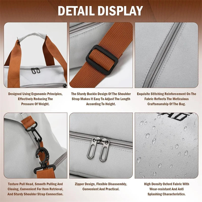 Bolsos de viaje de moda para mujer, bolso deportivo de gran capacidad para hombre, bolso de fin de semana impermeable, bolso de mensajero para mujer, seco y húmedo.