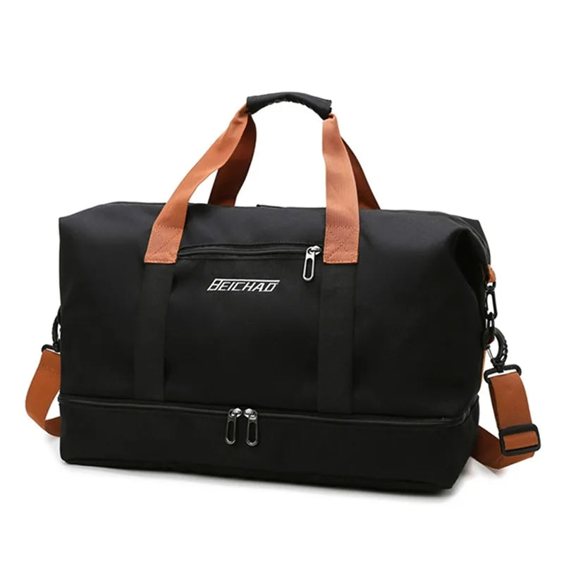 Bolsos de viaje de moda para mujer, bolso deportivo de gran capacidad para hombre, bolso de fin de semana impermeable, bolso de mensajero para mujer, seco y húmedo.