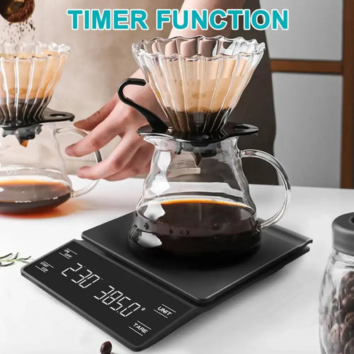 0.1G/3Kg Mini Coffee Scale with Timer 3 Units High Precision LCD Display Electronic Pour Over Drip Espresso Scale Kitchen Scale
