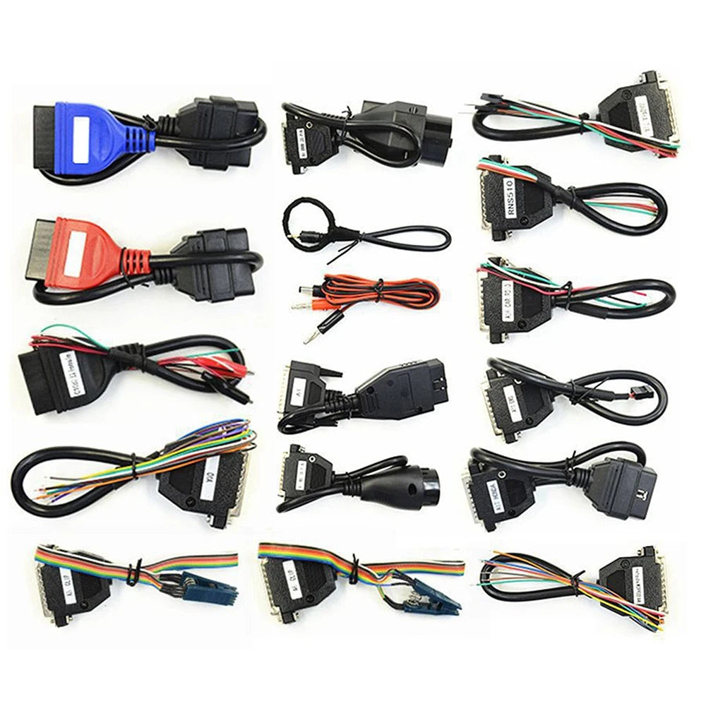 Podofo Carprog 13.77 - Juego completo con 21 adaptadores, programador de coche, generador de claves gratuito, herramienta de reparación de airbag, radio, tablero y ECU, programador en línea