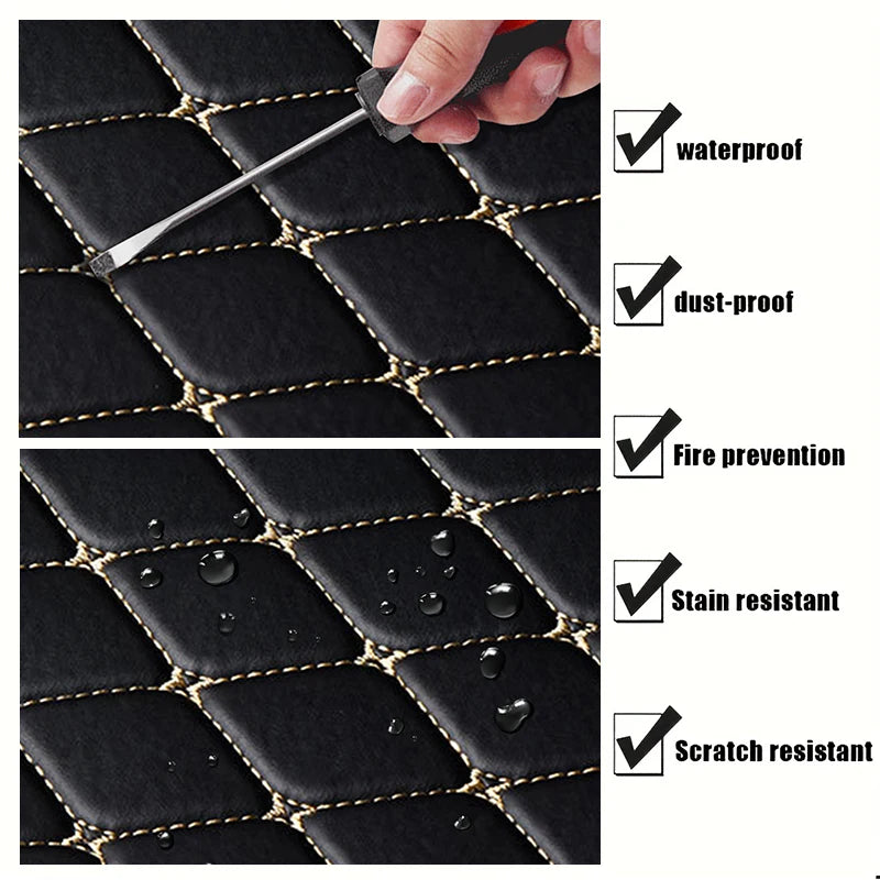 5Pcs Alfombrillas de coche de piel sintética impermeables, almohadillas protectoras para los pies, modernas, universales, para todas las estaciones.