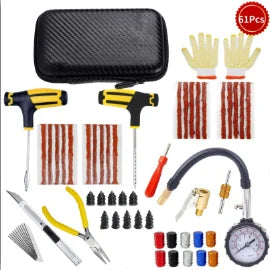 PWS Kit de reparación de neumáticos de coche nuevo, herramientas para tapones de pinchazos, emergencia para pinchazos de neumáticos, tiras universales para neumáticos, kit de herramientas de reparación con pegamento para