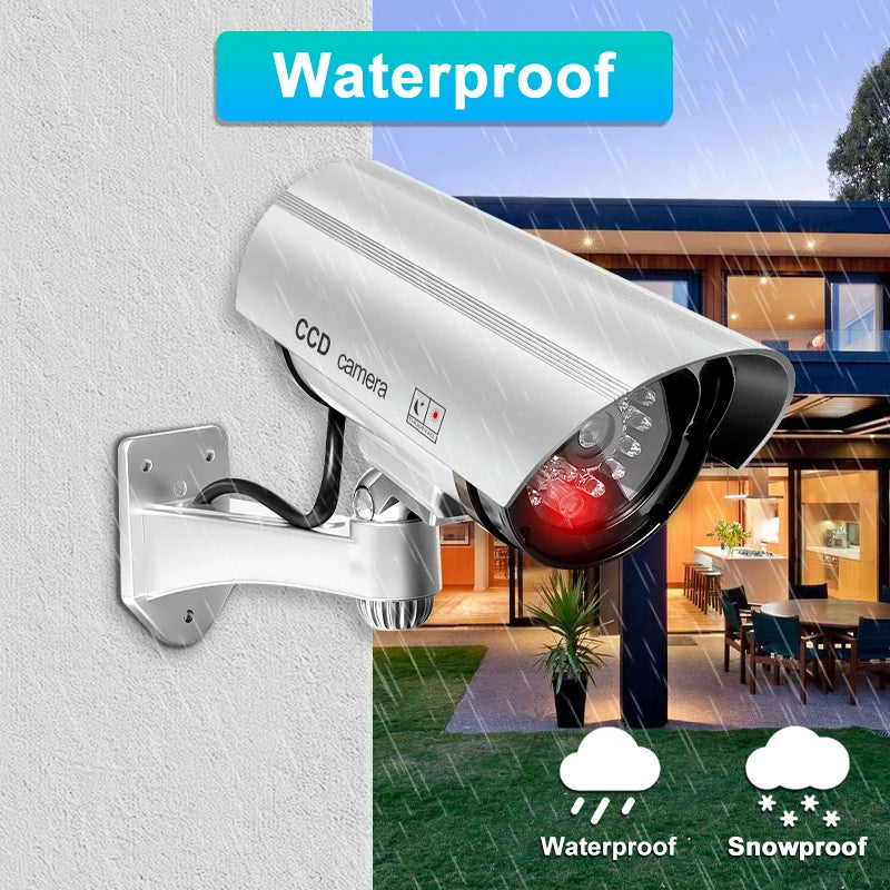 Dummy Security Camera Outdoor Fake CCTV Surveillance Bullet Camera System LED for Property Business Home Security Outdoor/Indoor