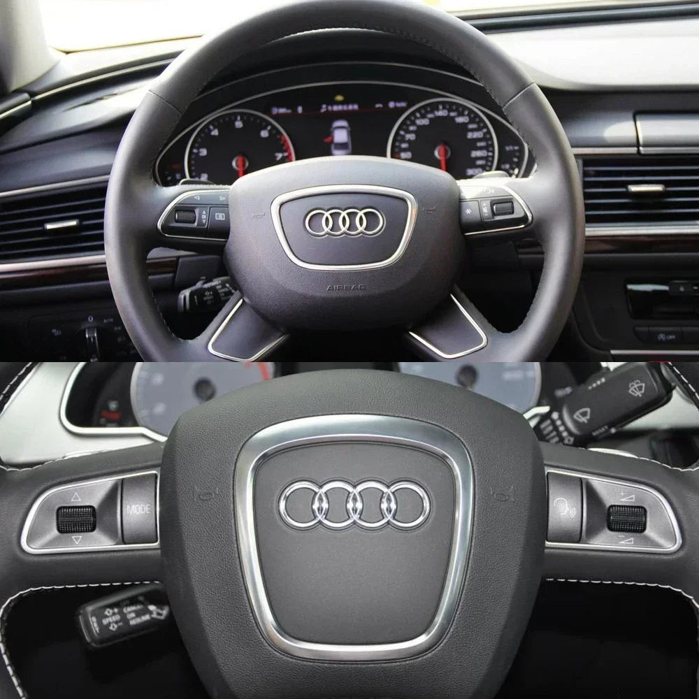 Emblema para volante de coche Audi ABS, pegatina decorativa para A3, A6L, A4L, A8L, A1, A5, A7, Q3, Q5, Q7.