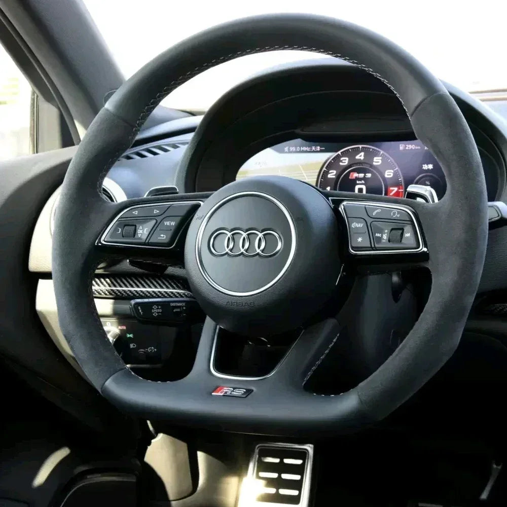 Emblema para volante de coche Audi ABS, pegatina decorativa para A3, A6L, A4L, A8L, A1, A5, A7, Q3, Q5, Q7.