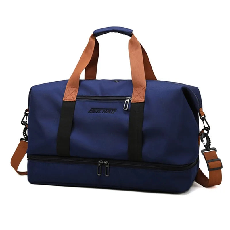 Bolsos de viaje de moda para mujer, bolso deportivo de gran capacidad para hombre, bolso de fin de semana impermeable, bolso de mensajero para mujer, seco y húmedo.