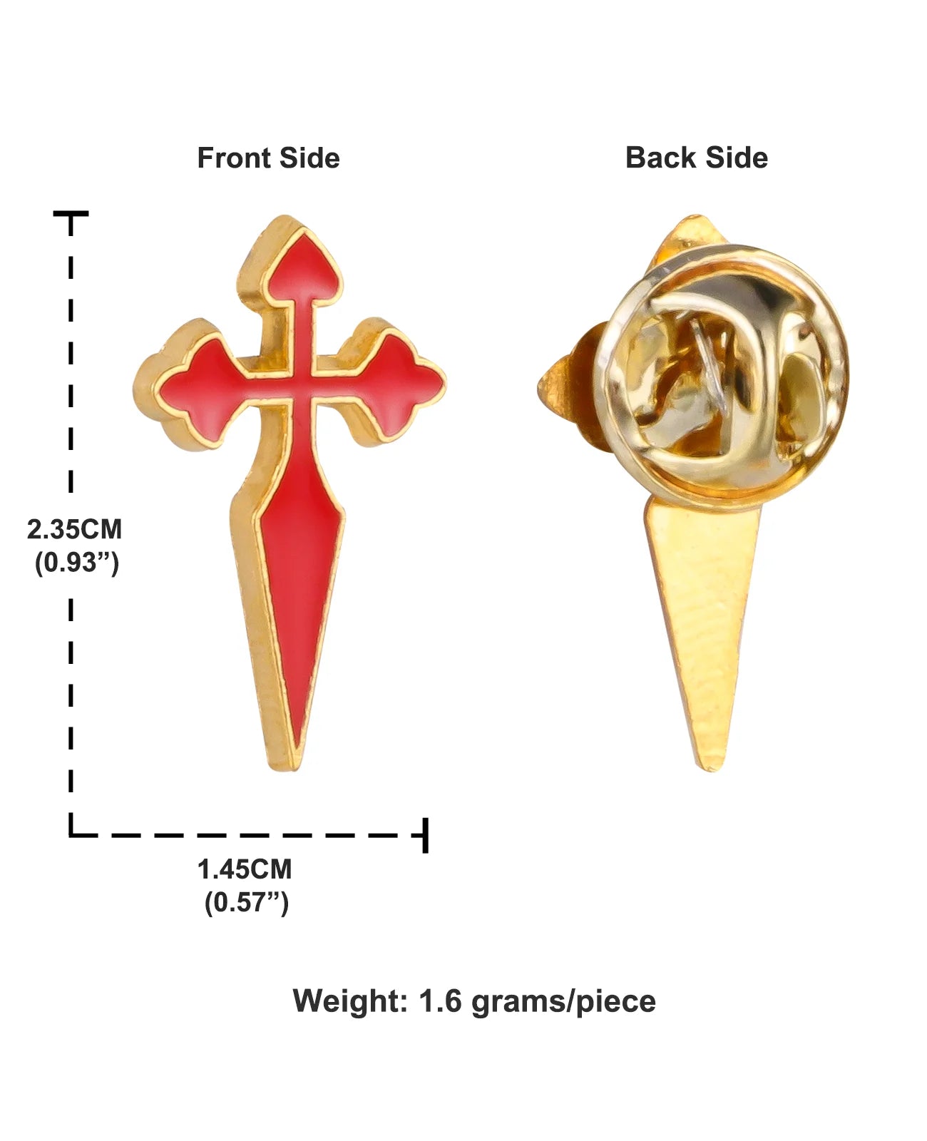 10Pcs Catholic Saint James Crusader Santiago Cross Brooches Enamel Red Cross Badges Lapel Pin for Clothes Jewelry Accessories