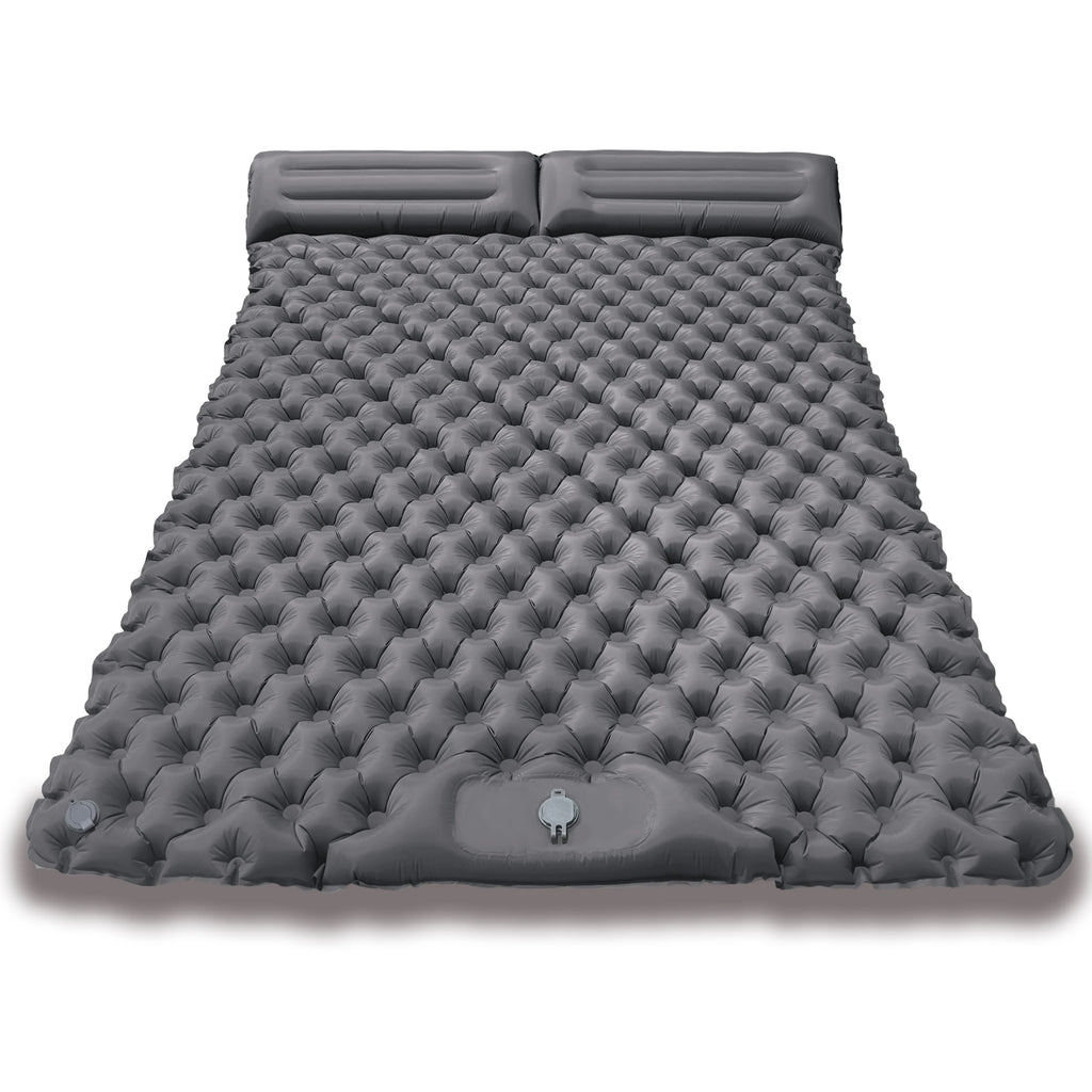 Quick Inflation Dot Pattern Double Mat, Foot-Operated Connectable for Multi-Person, Lightweight Easy Storage Outdoor Pad