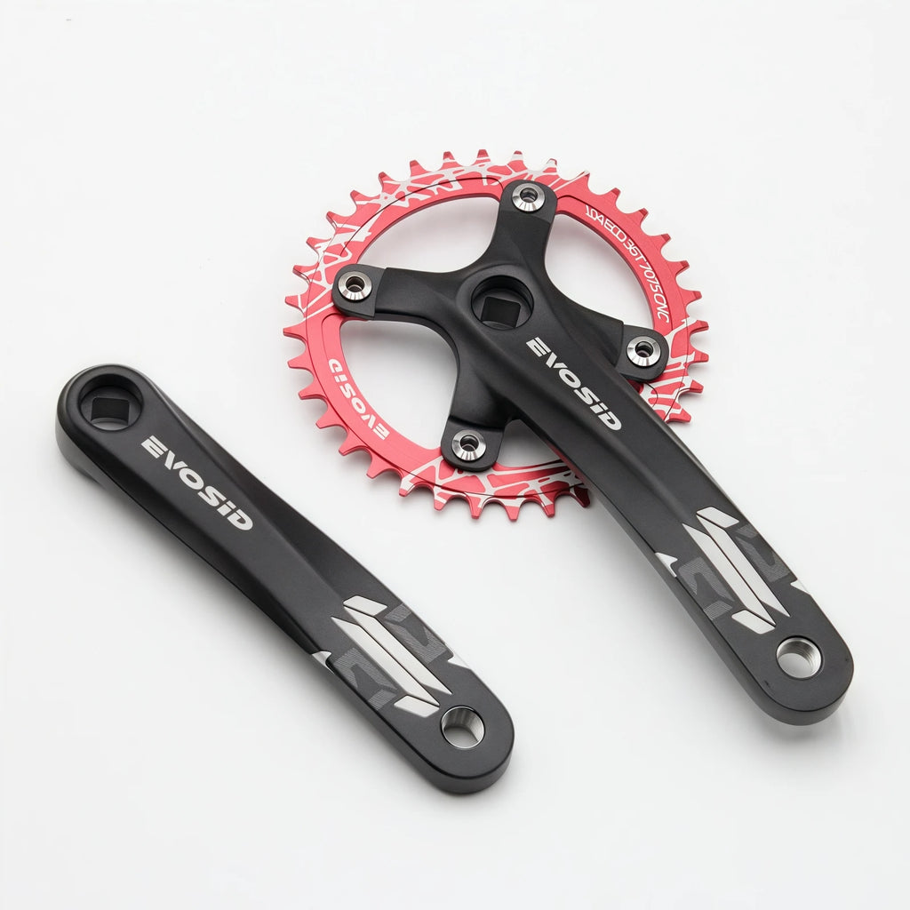 EVOSID Bicycle Crankset 104BCD Mountain Bike Square Hole Crank Aluminum Alloy 170mm MTB Bike Crank 8-12S Chainring 32/34/36/38T