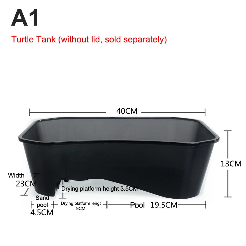Hábitat para tortugas, caja de vivero para reptiles con rampa para tomar el sol, herramientas para acuario