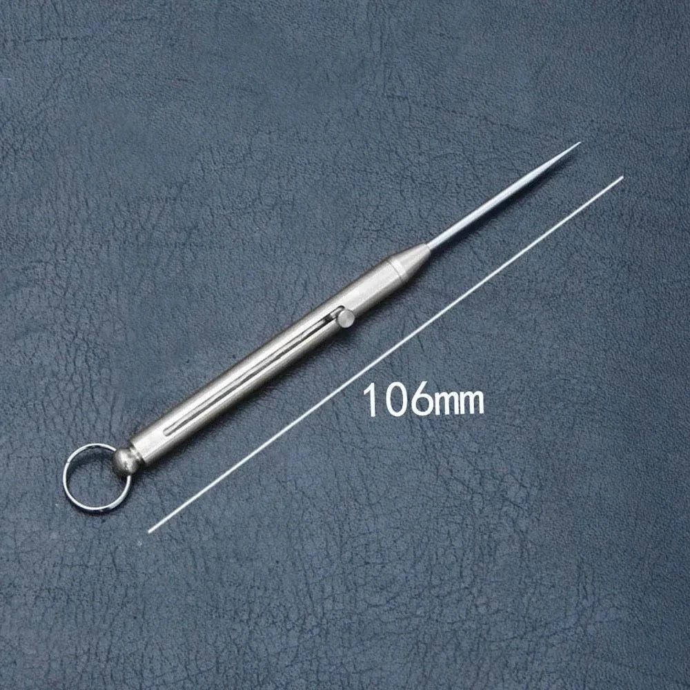 Camping Titanium Alloy Push-pull Spring Design Toothpick With Toothpick Holder Keychain Ultra Light Multi-function Fruit Fork