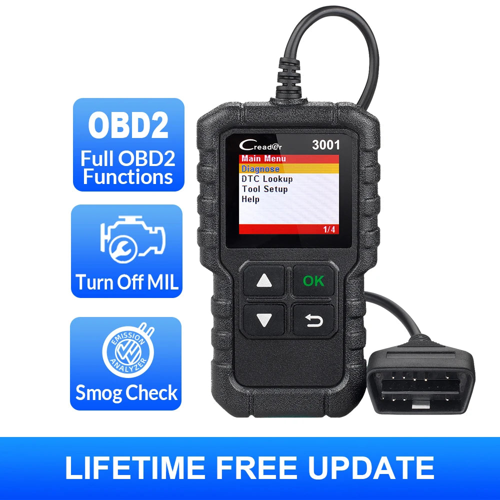 LAUNCH X431 CR3001 Herramientas de diagnóstico OBD2 para coche, lector de códigos profesional automotriz, escáner de comprobación de motor, actualización gratuita, paquete ELM32