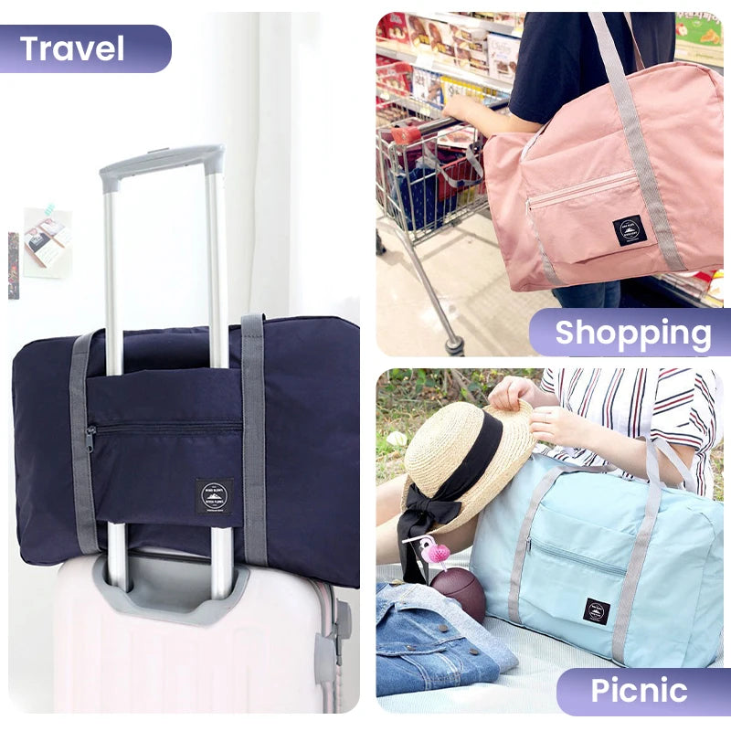 Bolsa de viaje plegable para aerolíneas, bolso de mano para mujeres y niñas, ligera, de gran capacidad, para deportes, viajes de fin de semana y noches.