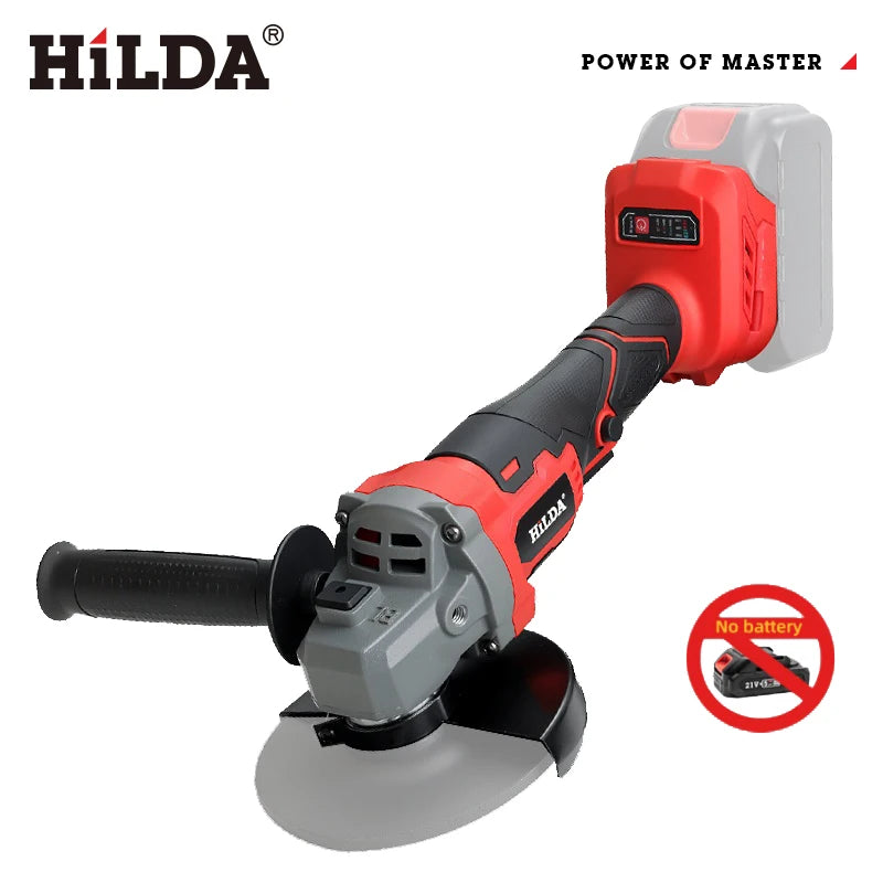 HILDA 21V Brushless Angle Grinder Brushless Polishing Machine Handheld Rechargeable Electric Power Tools for Makita Battery