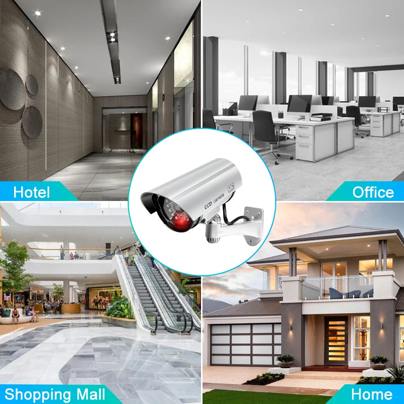 Dummy Security Camera Outdoor Fake CCTV Surveillance Bullet Camera System LED for Property Business Home Security Outdoor/Indoor