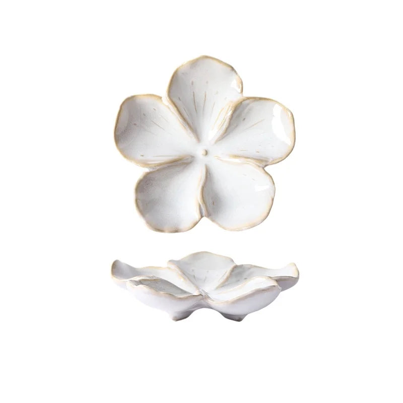Vintage Ceramic Craft Dish Flower Shaped Small Dish Creative Dipping Sauce Small Dish Multi-color Kiln Transformed Dish Gift