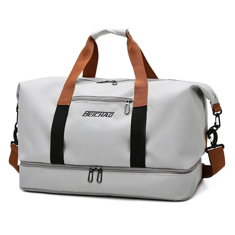 Bolsos de viaje de moda para mujer, bolso deportivo de gran capacidad para hombre, bolso de fin de semana impermeable, bolso de mensajero para mujer, seco y húmedo.