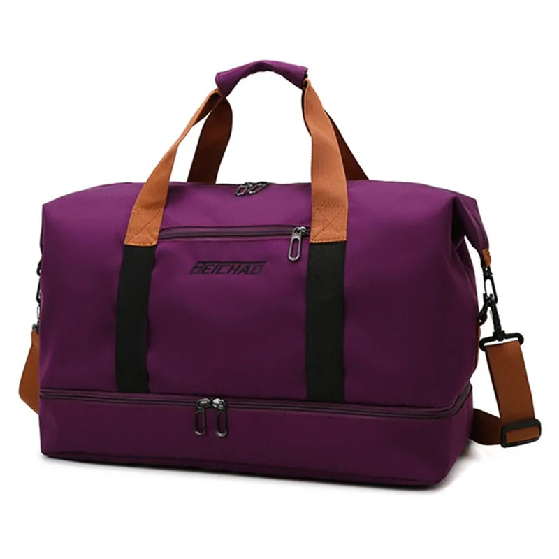 Bolsos de viaje de moda para mujer, bolso deportivo de gran capacidad para hombre, bolso de fin de semana impermeable, bolso de mensajero para mujer, seco y húmedo.