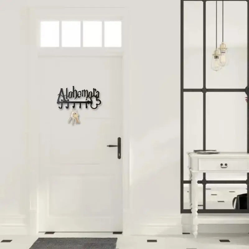 Creativo "Alohomora" Colgador de llaves de metal con 5 ganchos para colgar en la pared, ideal para sombreros, toallas y entradas de casa.