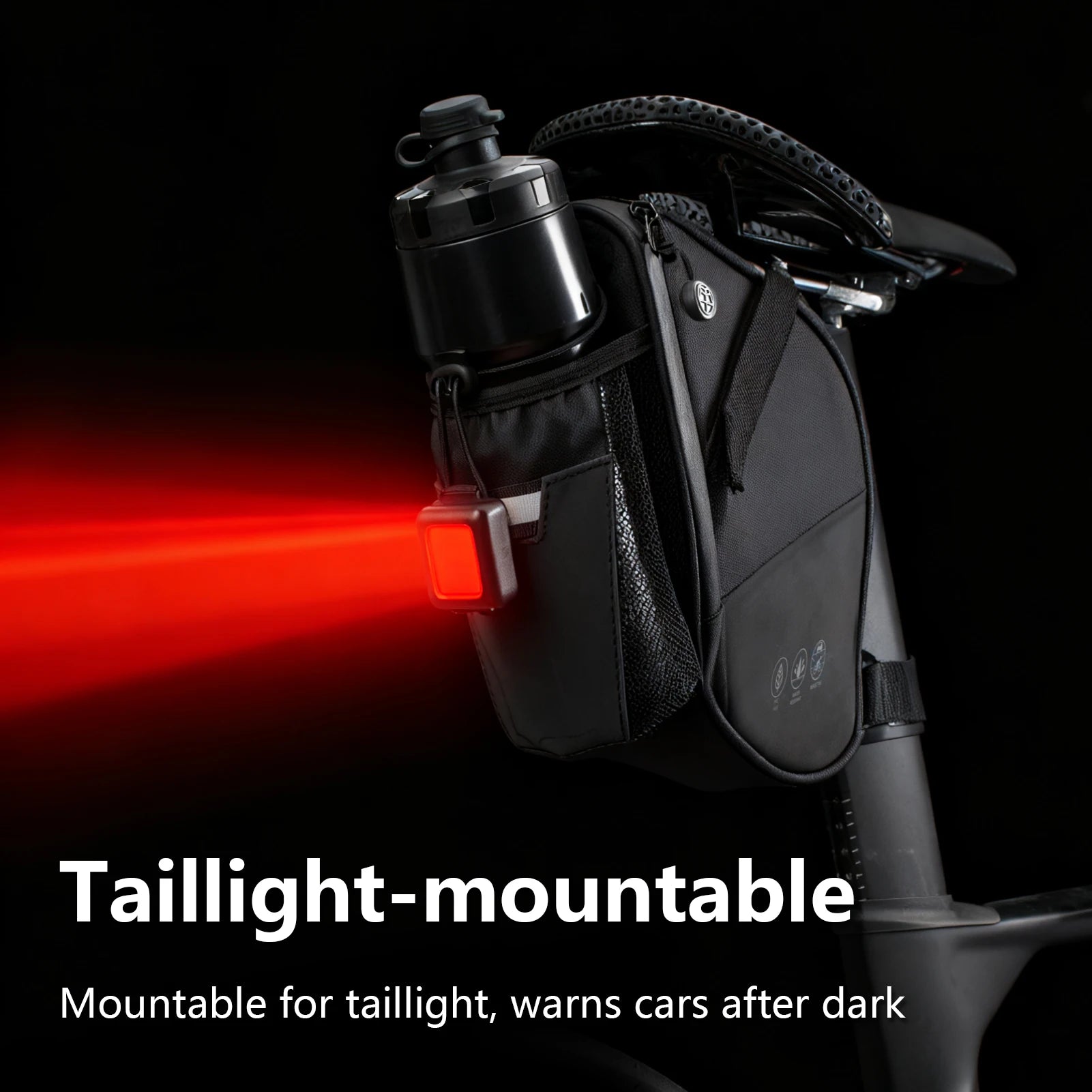 OFFBONDAGE Bike Seat Bag with Water Bottle Holder Bag Waterproof Reflective 2L Bicycle Saddle Bag Storage mtb Bike Tail Bag