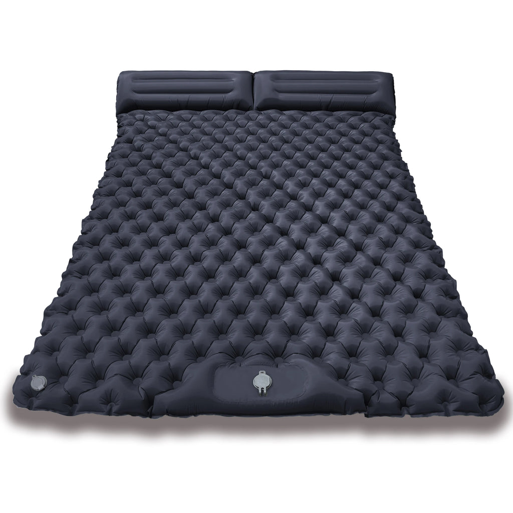 Quick Inflation Dot Pattern Double Mat, Foot-Operated Connectable for Multi-Person, Lightweight Easy Storage Outdoor Pad