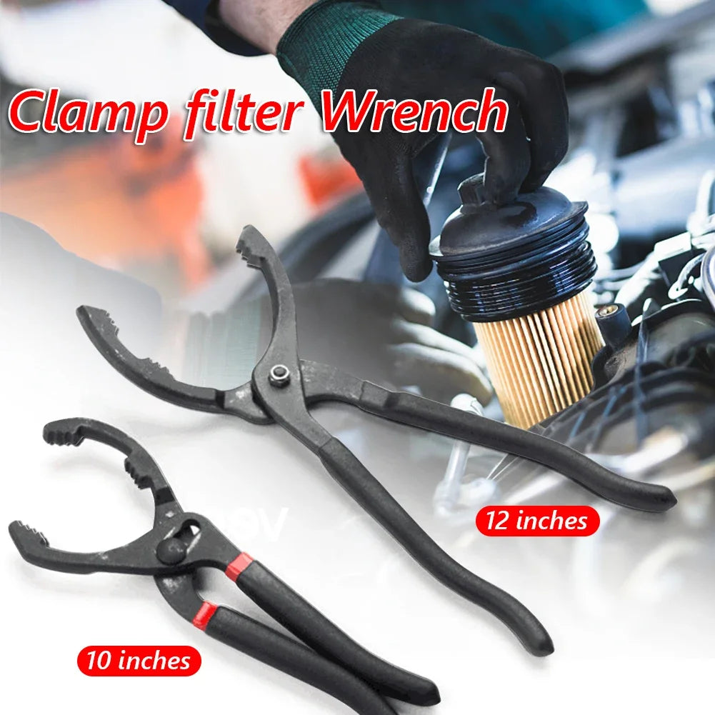 Llave ajustable para filtro de aceite de coche, herramienta manual de reparación y mantenimiento de 10/12 pulgadas para filtros de motor y conductos.