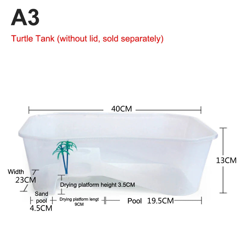Hábitat para tortugas, caja de vivero para reptiles con rampa para tomar el sol, herramientas para acuario