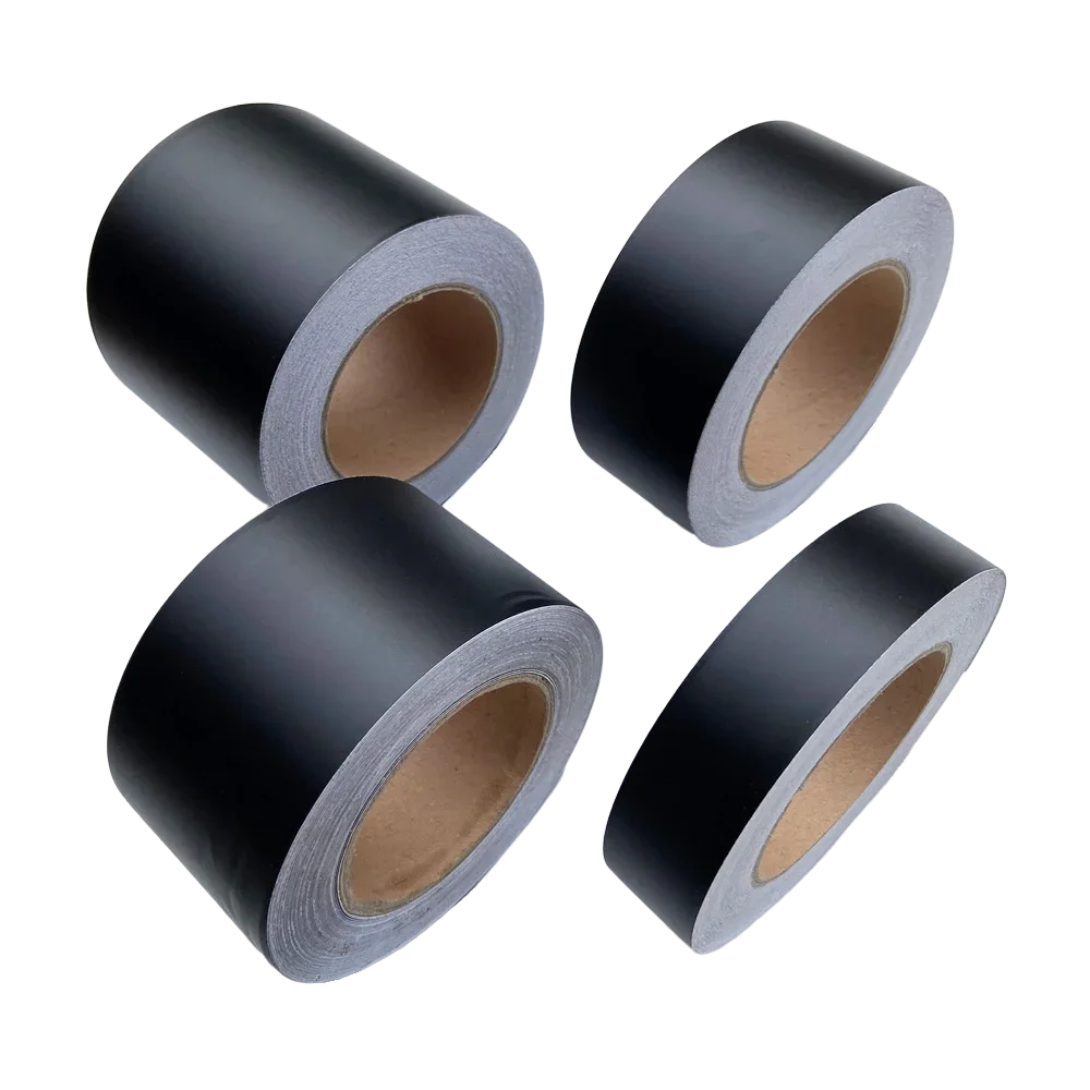 Rollo de cinta de vinilo negro mate para envolver ventanas, rayas negras mate, pegatinas para pilar interior de coche