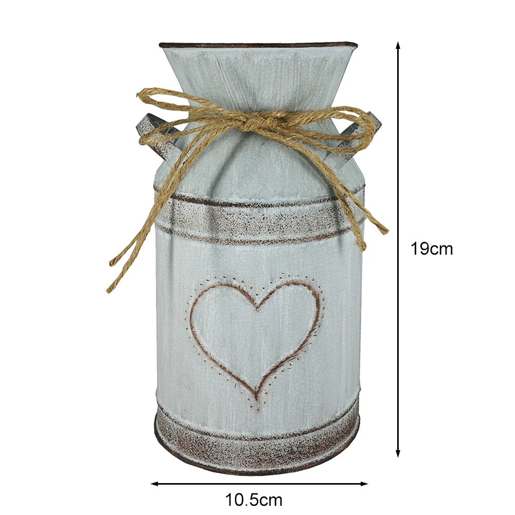Vintage Tin Bucket Home Wedding Artificial Flowers Bucket Retro Metal Jug for Home Office Party Decoration Vintage Jug Can Craft
