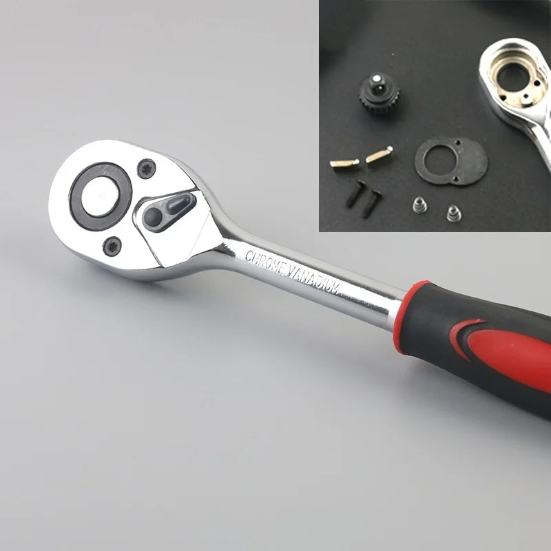 46pcs Kit de herramientas de reparación de automóviles, llave dinamométrica de trinquete, llave inglesa, destornillador, juego de vasos, kit de herramientas combinadas, herramienta de reparación de automóviles para bicic