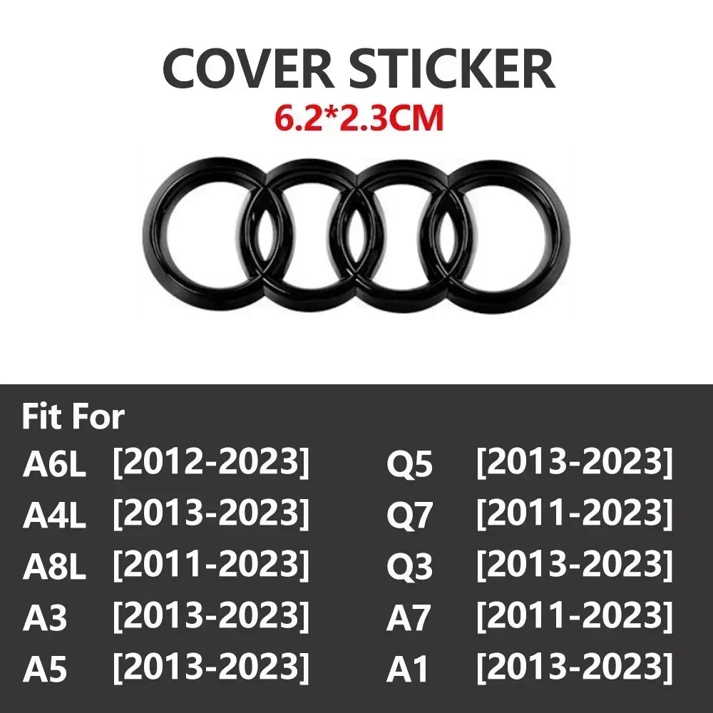 Emblema para volante de coche Audi ABS, pegatina decorativa para A3, A6L, A4L, A8L, A1, A5, A7, Q3, Q5, Q7.