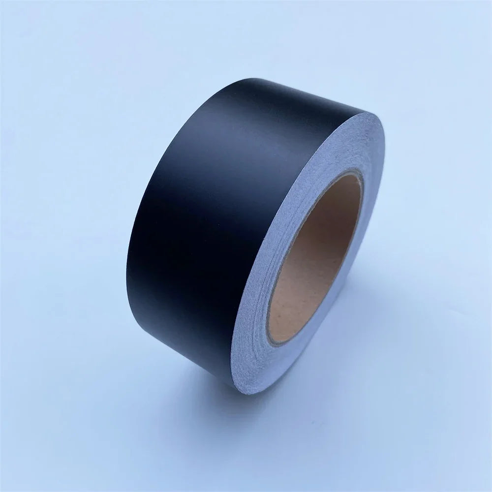 Rollo de cinta de vinilo negro mate para envolver ventanas, rayas negras mate, pegatinas para pilar interior de coche