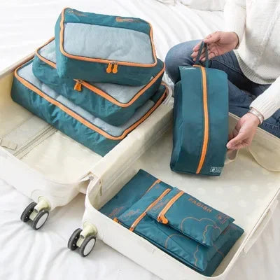 7/6 Conjunto de piezas Organizador de viaje Bolsas de almacenamiento Maleta Organizador de equipaje portátil Bolsa para ordenar ropa y zapatos Estuches de almacenamiento de embalaje