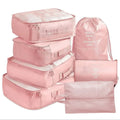 7Pcs Organizador de viaje plegable, bolsas de almacenamiento, armario, cubo, maleta, juego de embalaje, almacenamiento, equipaje, ropa, caja de zapatos