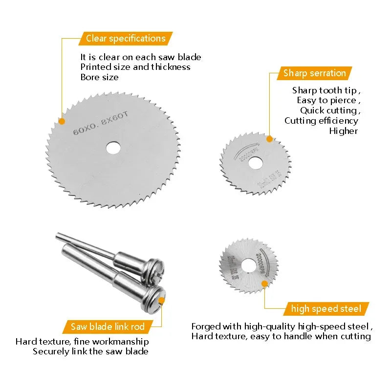 7pcs HSS round Saw Blade Set Carbide Multipurpose Cutting for Metal Hand Drill & Electric Grinder