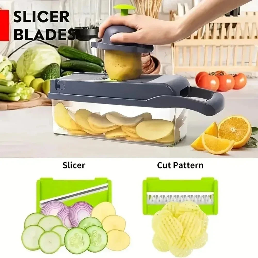 Multifunctional Vegetable Chopper 14/16 in 1 Food Slicer Dicer Grater with Handle, Kitchen Vegetable Cutter Tools Set
