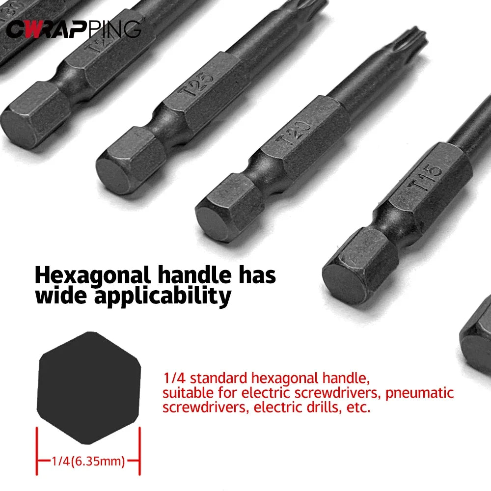 Juego de destornilladores de cabeza de seguridad Torx para coche, adaptador de extensión magnético, broca hexagonal de estrella para taladro eléctrico de coche, 11/12 piezas