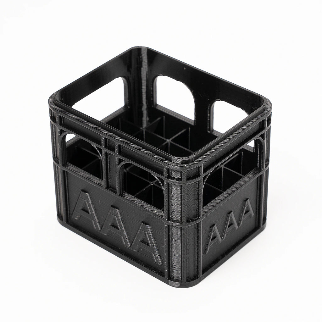 3D printed beer crate style stackable battery storage box, AA and AAA sizes, 18650 21700 9V.