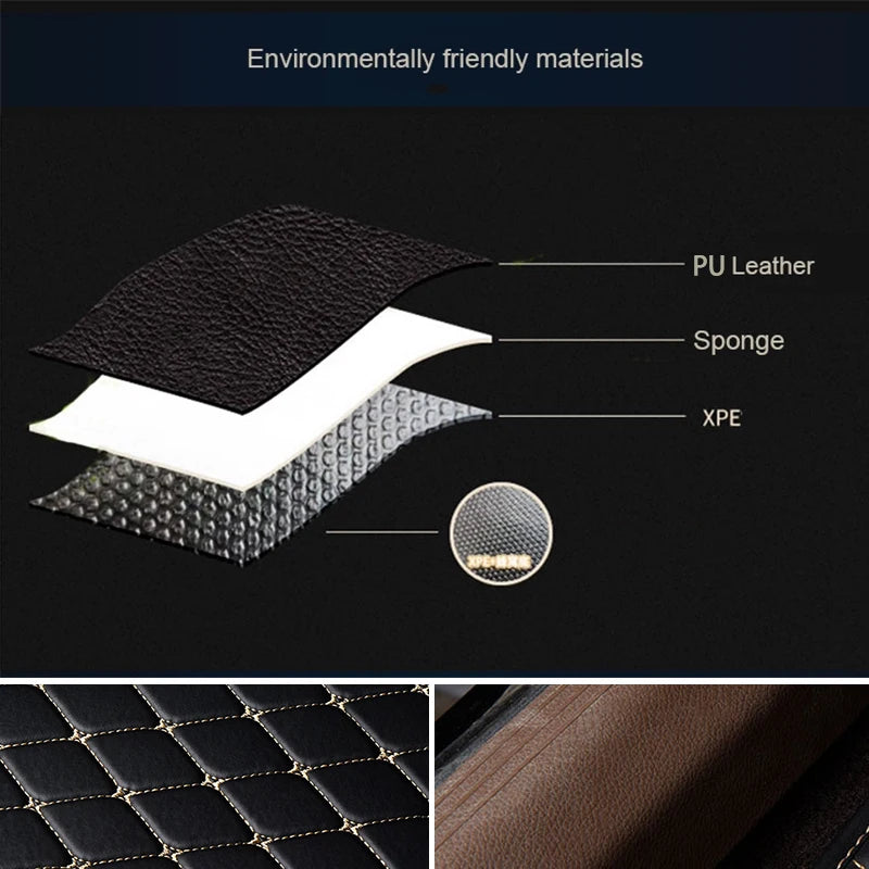 5Pcs Alfombrillas de coche de piel sintética impermeables, almohadillas protectoras para los pies, modernas, universales, para todas las estaciones.