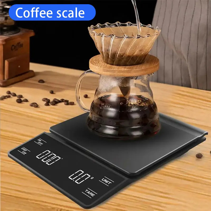 0.1G/3Kg Mini Coffee Scale with Timer 3 Units High Precision LCD Display Electronic Pour Over Drip Espresso Scale Kitchen Scale