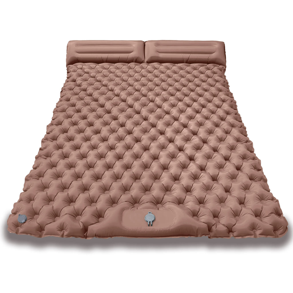 Quick Inflation Dot Pattern Double Mat, Foot-Operated Connectable for Multi-Person, Lightweight Easy Storage Outdoor Pad